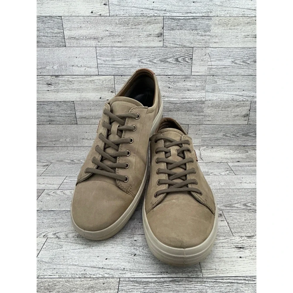 ECCO Men's Casual Sneakers Taupe Leather Lace Up Comfort Size 11 EU‎ 45